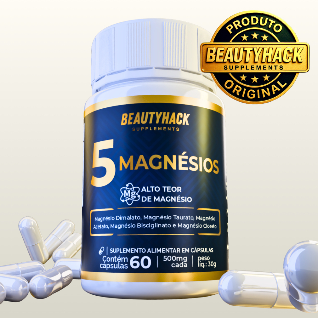 Mix Poderoso com 5 MAGNÉSIOS - Dimalato, Taurato, Acetato, Bisglicinato, Cloreto - Envio Imediato