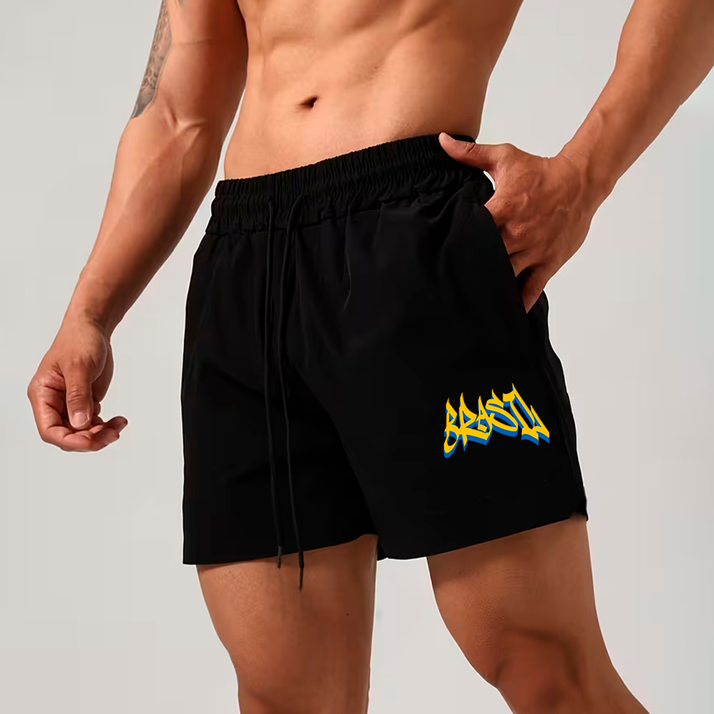 Bermuda Short Tactel com Elastico Seca Rápido Esportivo Brasil Futebol Treino Academia GYM Tectel