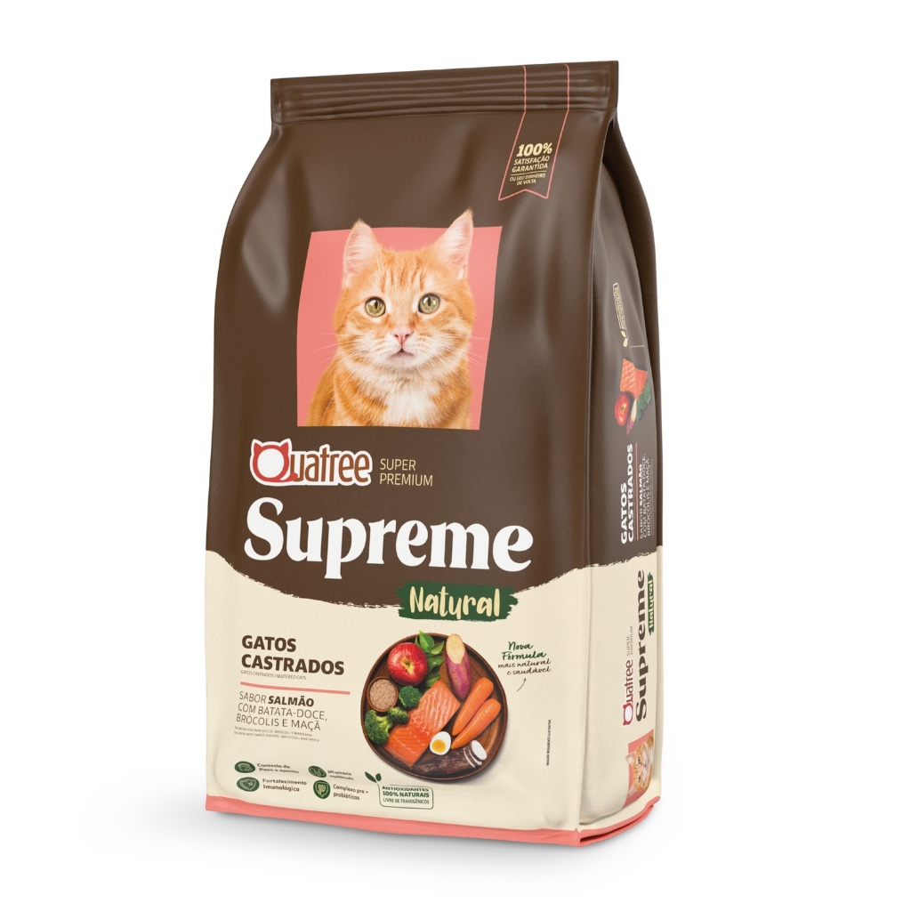 Ração 10,1Kg Quatree Supreme Gatos Castrados Salmão e Batata Doce
