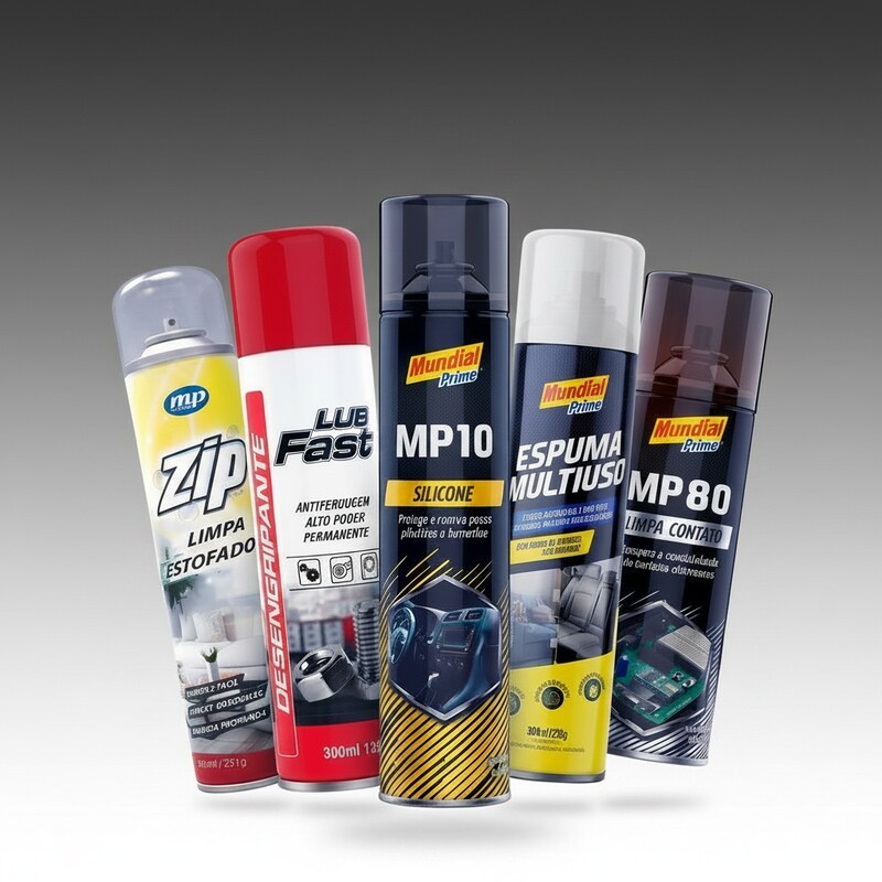 Limpa Contato/ Silicone/ Limpa Estofado/ Lub Fast/ Espuma Multiuso - Mundial Prime Alta Performance