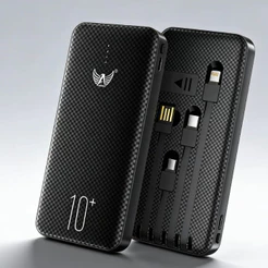 Power Bank Kapbom 10.000mAh KA-966 • 10W Estável • Cabos Embutidos 3 em 1 • Display Digital