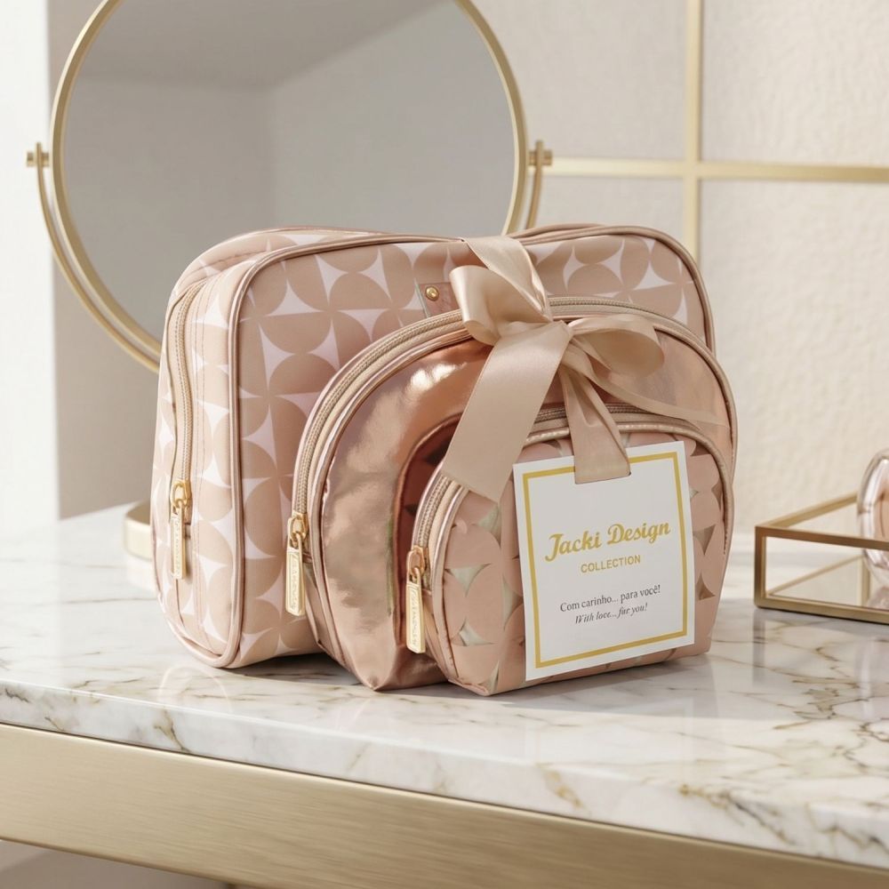 Kit Necessaire com 3 peças para Viagens e Passeios o melhor Custo-Benefício | Jacki Design