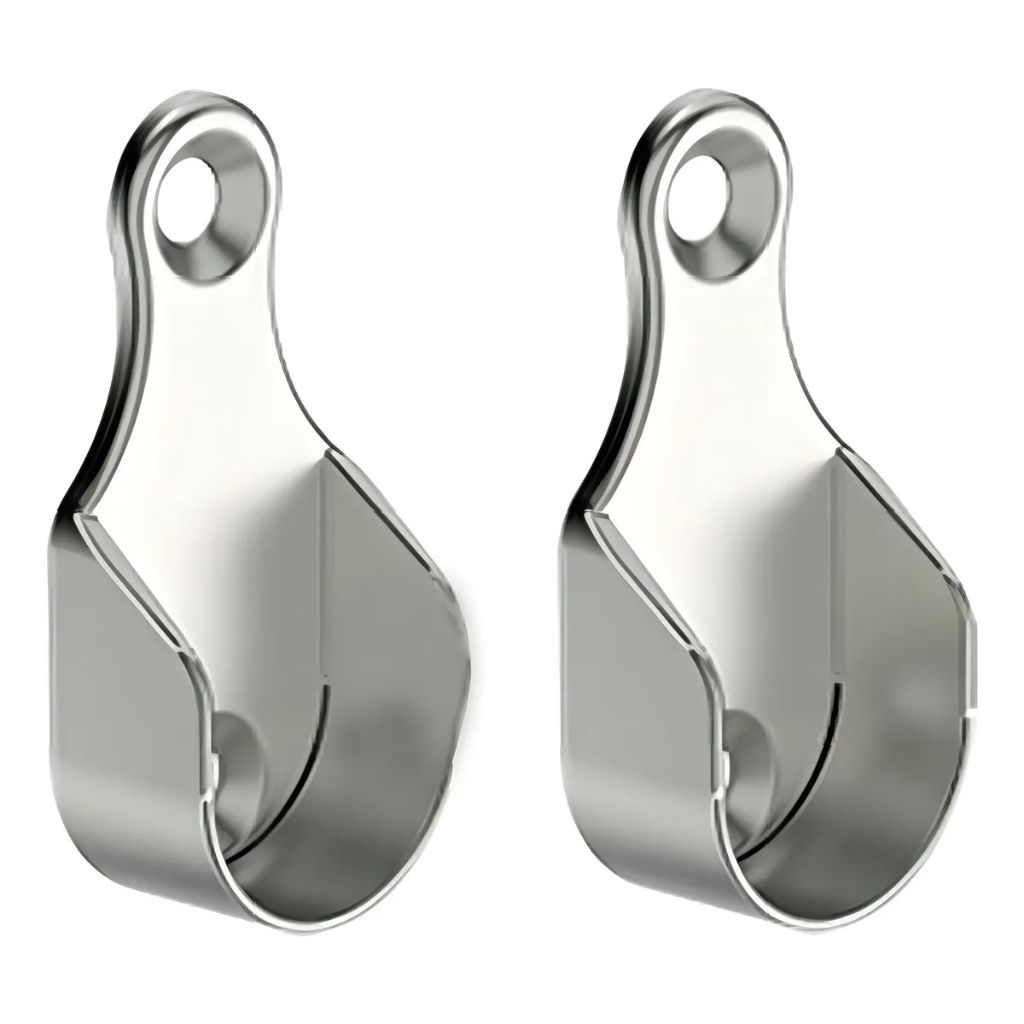 4 Suporte Lateral Para Guarda Roupa Tubo Cabideiro Oval Oblongo Com Parafusos