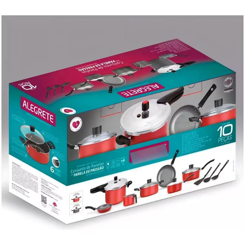 Conjunto de panelas com panela de pressão -10 peças