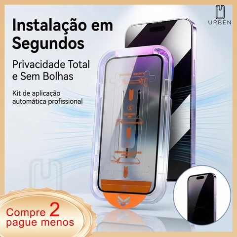 Película iPhone Privacidade Premium 9H Com Guia Aplicador Anti Fofoca Sem Bolhas 11 12 13 14 15 16 17 Pro Max