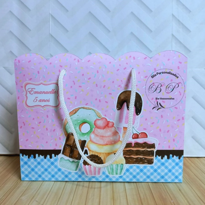 Sacolinha Personalizada M  Confeitaria / Bolsinha / Lembrancinha / Aniversário