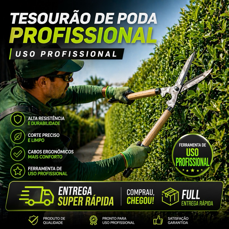 Tesoura de Poda 50cm Profissional -Tesoura Grama Jardim Cerca Viva Oferta Cerca-viva Tesourão Jardinagem