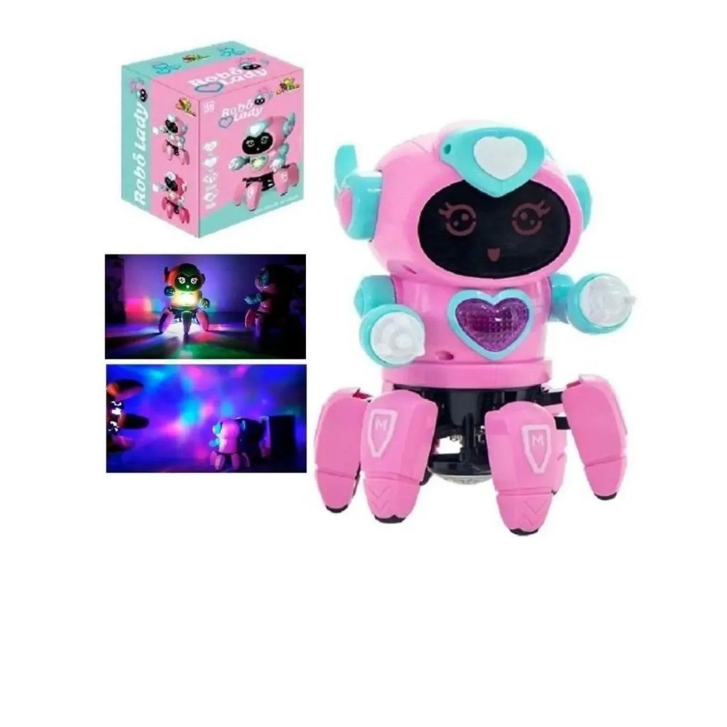 Robô Lady Face Dançante Som E Luz Brinquedo Infantil Interativo Música Diversão Garantida