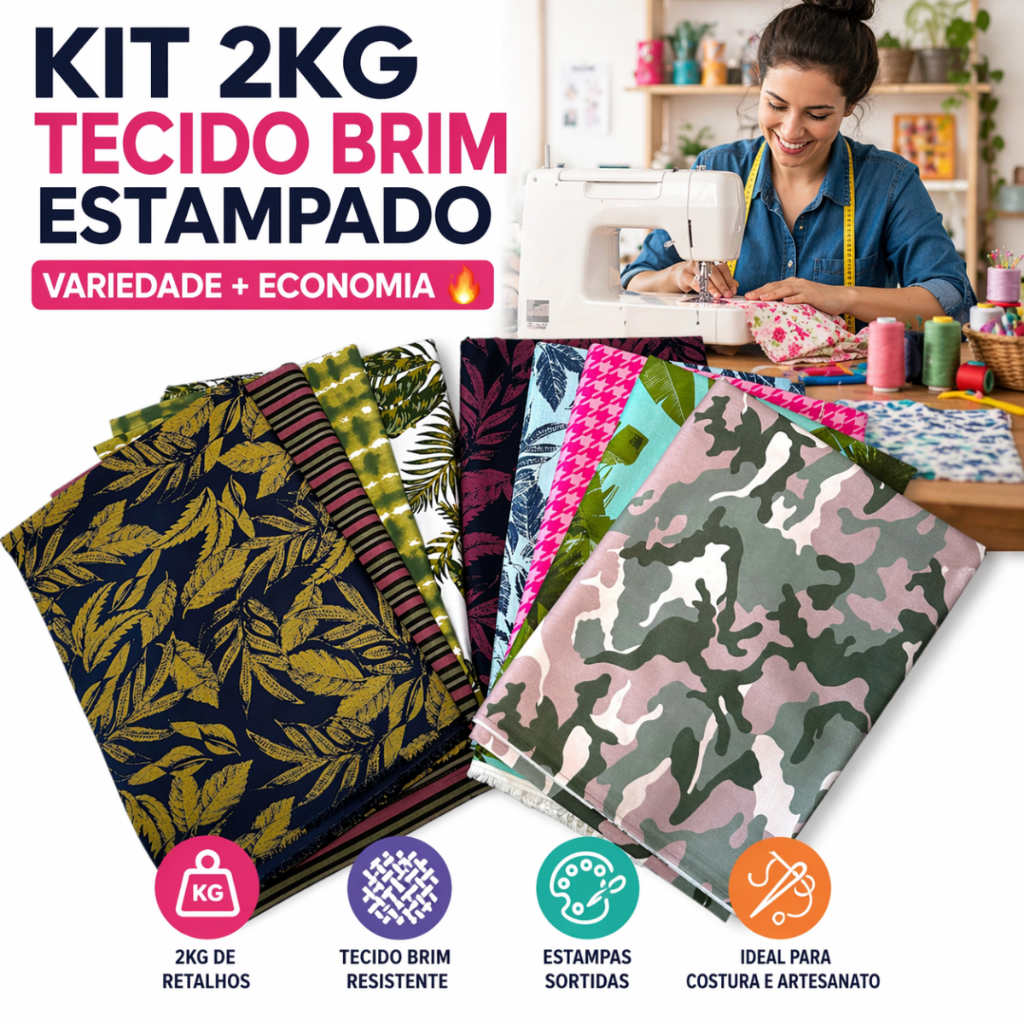 2kg Tecido Brim Pano Fazer Toalha de Mesa Bolsa Vestido Estampas Sortidas Alta Qualidade
