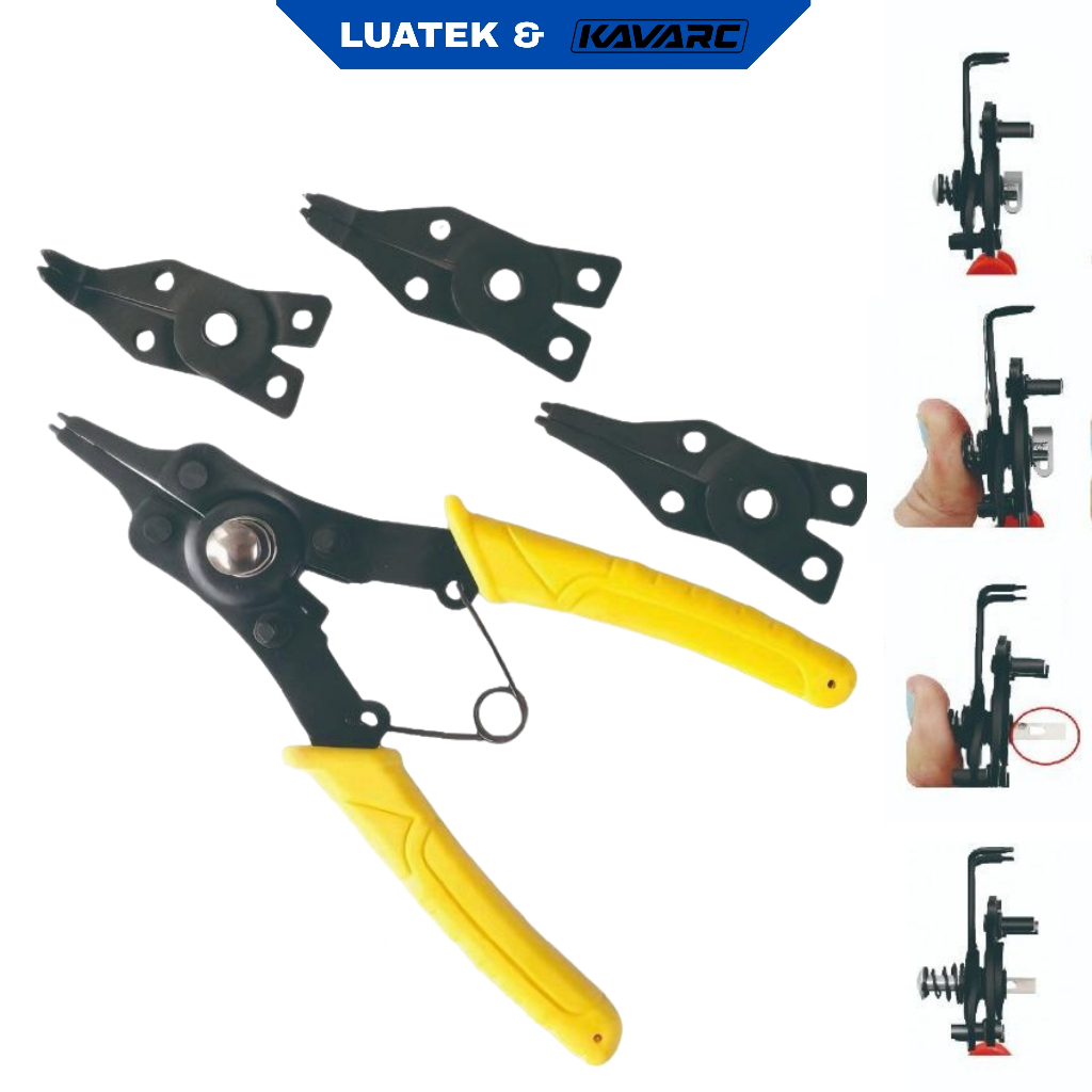 Alicate Para Anéis De Retenção Pressão Extrator Interno Externo Universal 4 em 1 Manutenção-LUATEK