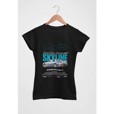 Baby Tee Y2K Feminina- Estampa Carro Sky, Conforto Elástico e Versátil para Primavera/Verão/Outono