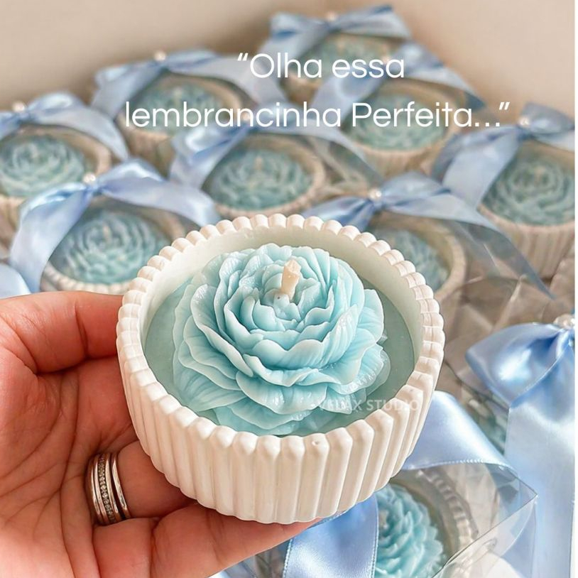 Mini Vela Peônia Aromática 50g | Lembrancinha Maternidade - Aniversário  - Chá de bebê  | Personalizada