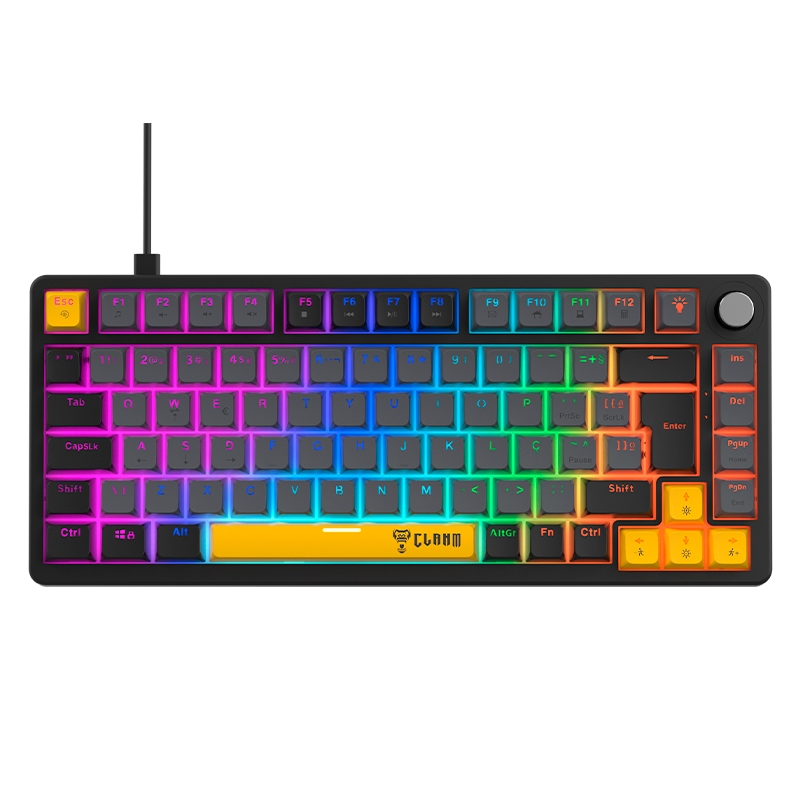 Teclado Gamer Mecânico RGB 75% Hot Swap Switch Red ABNT2 Clanm Azimut