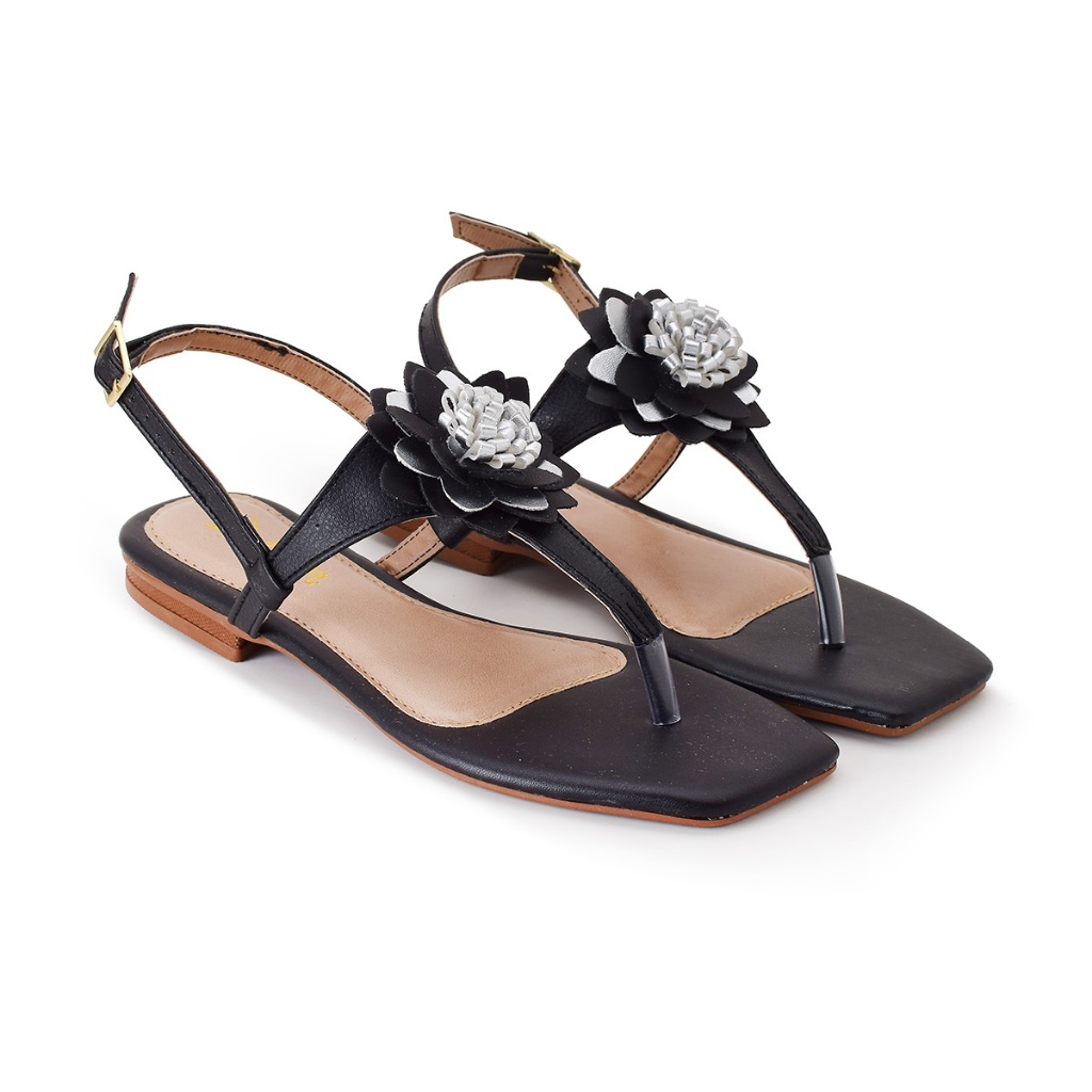 Sandália Rasteirinha Feminina Flor Baixa Confortável Com Fivela Ajustável Tendência Moda Fashion