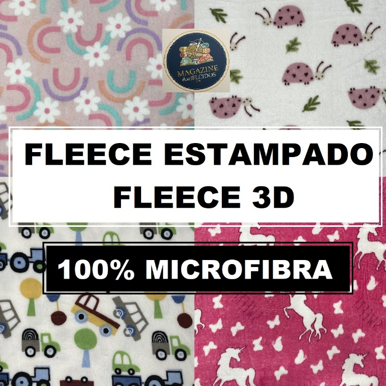 3 METROS TECIDO FLEECE ESTAMPADO, FLECE 3D OU MICROSOFT ESTAMPADO x 1,60M LARGURA