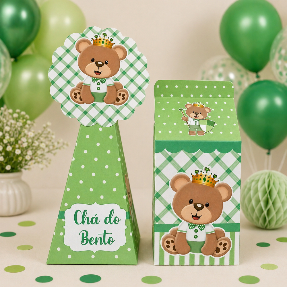 Kit Personalizado URSINHO PRÍNCIPE VERDE | CHÁ DE BEBÊ | Lembrancinhas Festa Infantil | Caixinhas