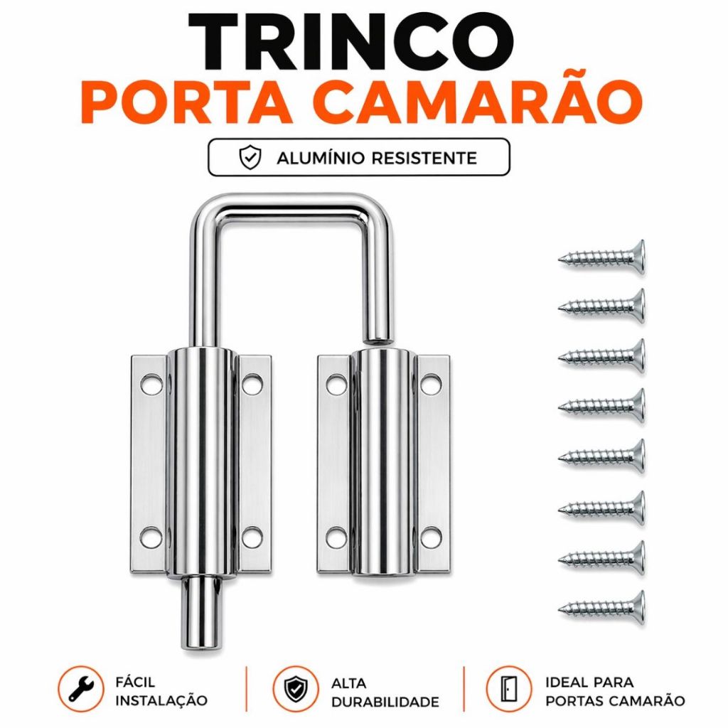 Trinco Porta Camarão Fecho Giratório Porta Articulada Alumínio Reforçado Polido Brilhante Cromado