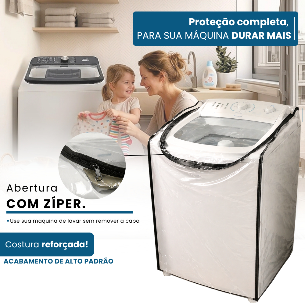Capas Máquina Lavar Consul 12kg 13kg 15kg Impermeável transparente — imagem 2 de 2