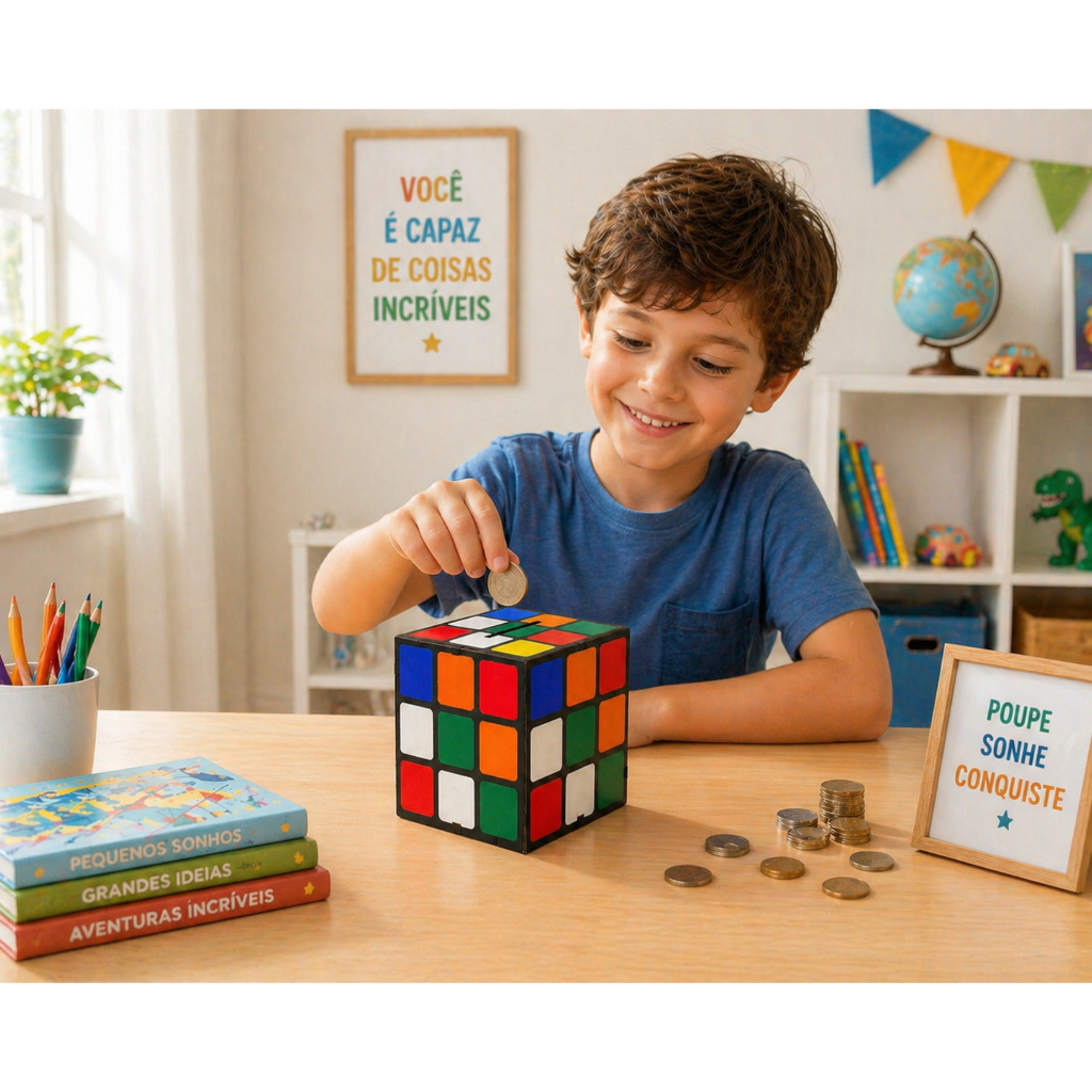 Cofrinho Cubo Porta Moedas Cofre Decoração Cubo Mágico