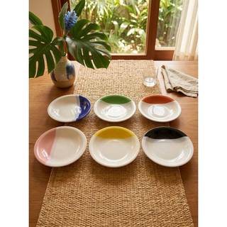 Kit 4 Pratos Fundos Cerâmica Premium Bicolor 23cm Jantar Sopa Massa Mesa Posta Moderno Design Exclusivo Qualidade Luxo