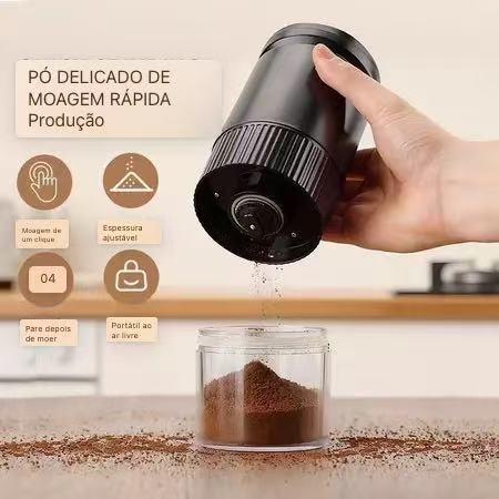 Moedor de Café Elétrico Alimentado por USB Moedor de Grãos de Café de Plástico Compacto Adequado para Casa, Escritório