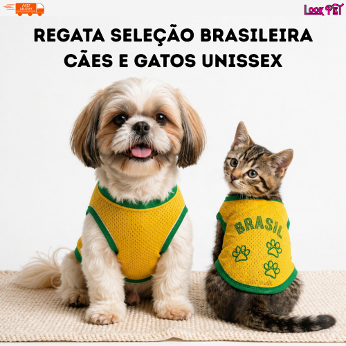 Regata Brasil para Cachorro | Roupa Pet Seleção Brasileira Porte Pequeno ao Grande 🇧🇷