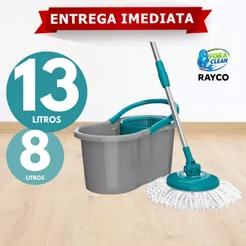 Mop Giratório Fit 13 e 8 Litros Cabo Inox