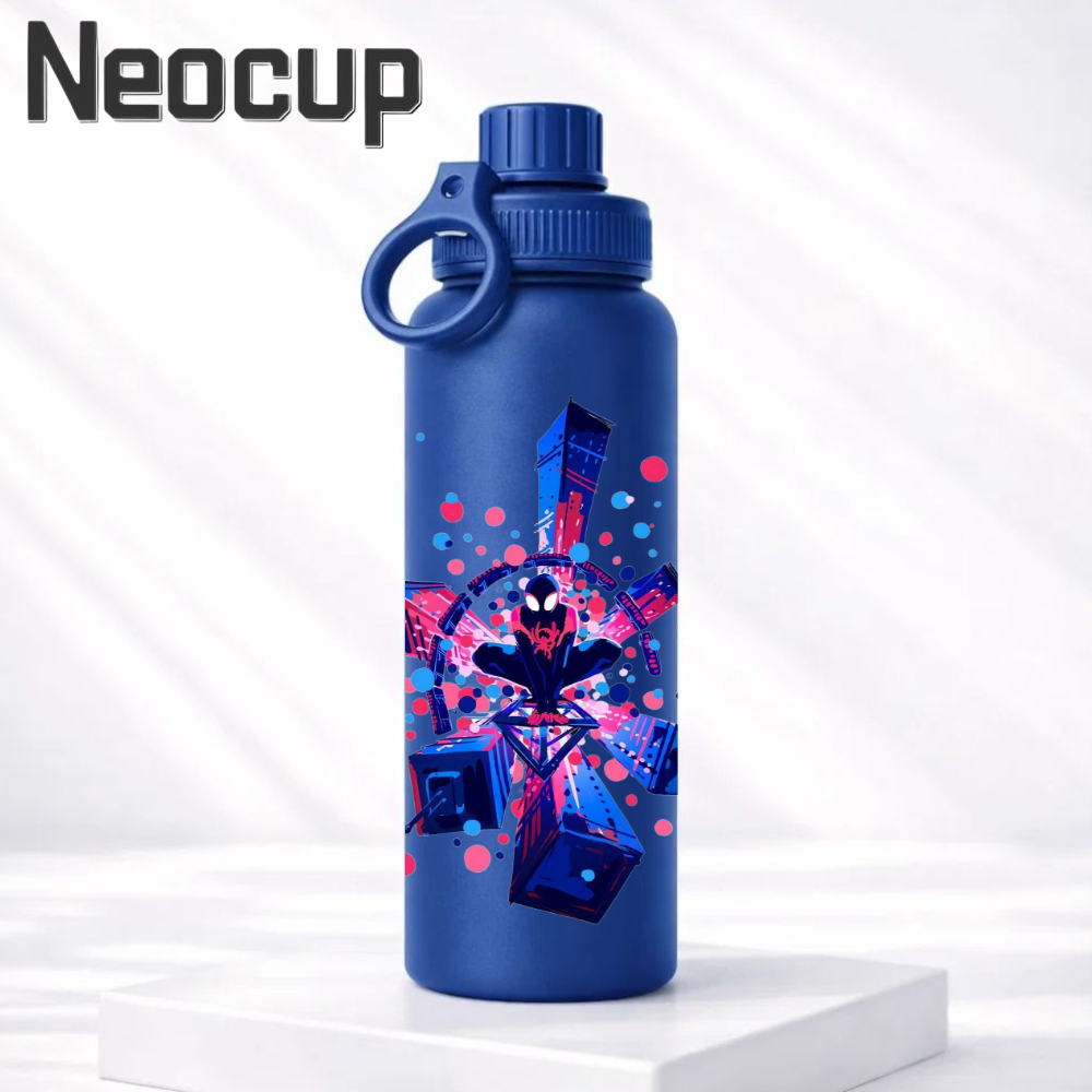 Garrafa Térmica Fresh Aço Inoxidavel 304 Netflix Homem Aranha Super heróis com tampa e Alça 600ml
