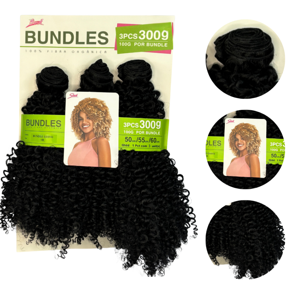 Cabelo Orgânico Sleek Bundles Goivo Cacheado Pacotão 300g na Tela
