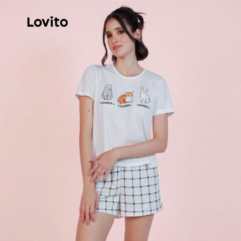 Lovito Conjunto de Pjama Curto Gatos PJB15871617