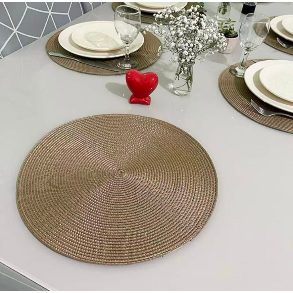 Kit 4 ou 6 Lugares Jogo Americano Sousplat Redondo Decorativo para Mesa Posta Cozinha 38cm