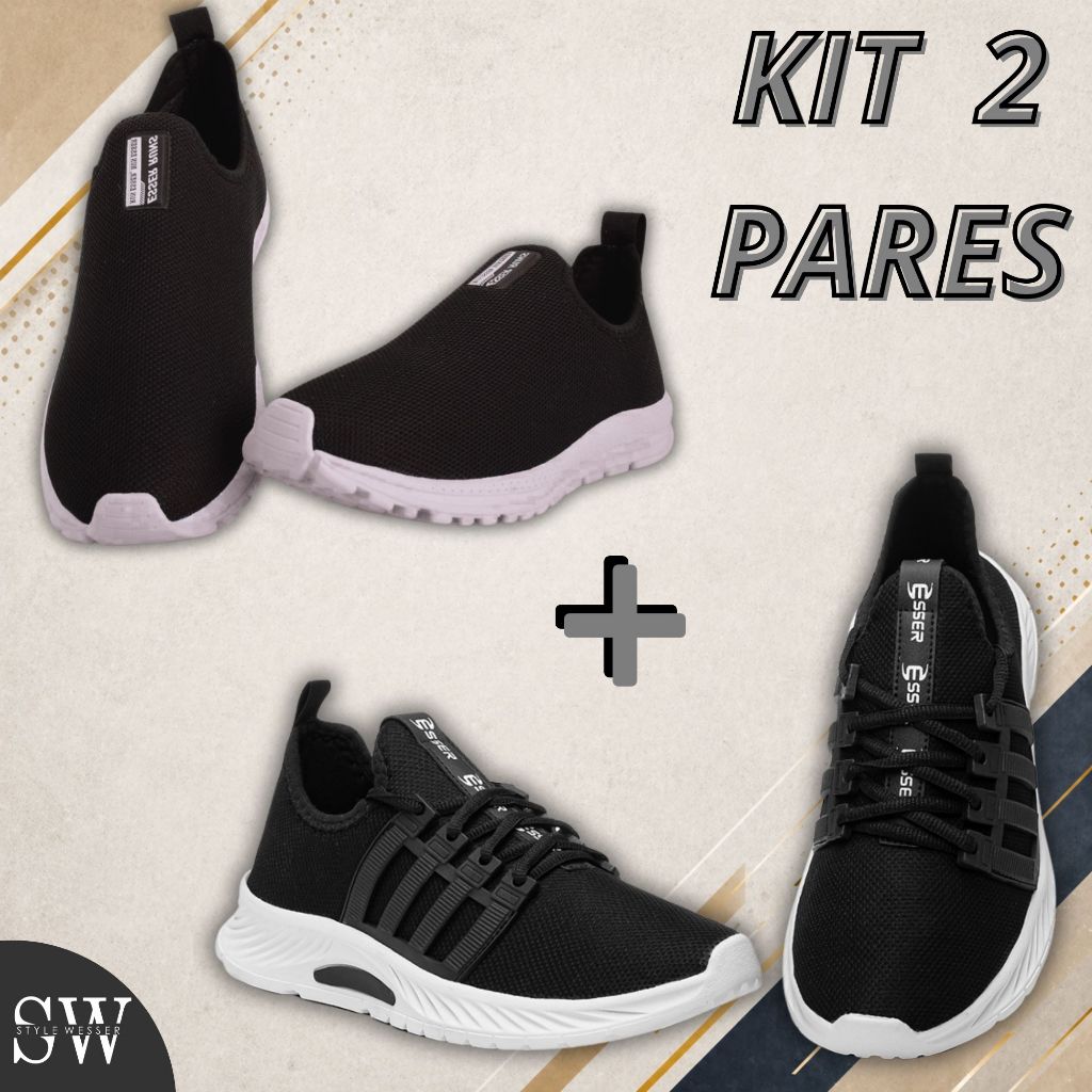 Kit 2 Tênis Feminino Esportivo e Casual Lançamento Caminha Academia Corrida Trabalho Dia a dia