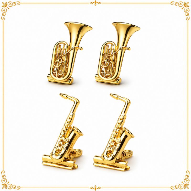 Prendedor de partitura hinário kit 2 unidades saxofone miniatura flash de ouro + Tuba flash de ouro 2 unidades + brindes