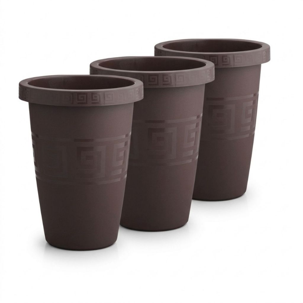 Detalhes do Kit 3 Vaso Flor Plástico Redondo Grande Resistente Flores Plantas Jardim