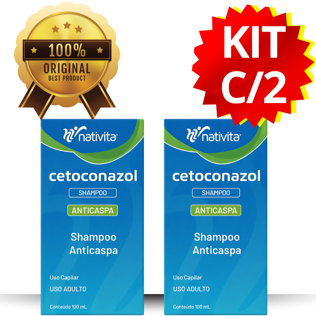 SHAMPOO ANTICASPA CETOCONAZOL NATTIVITA 100ML KIT COM 2
