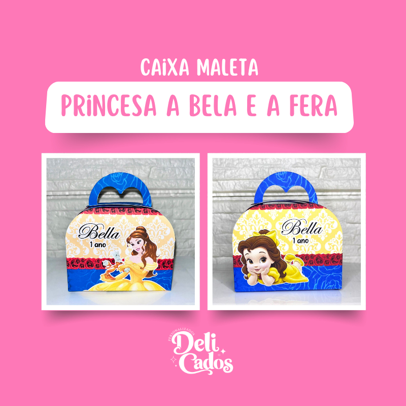 KIT Caixas Maleta Personalizada PRINCESA A BELA E A FERA  PRINCESA A BELA E A FERA BABY - Lembrancinhas Festa MONTADO