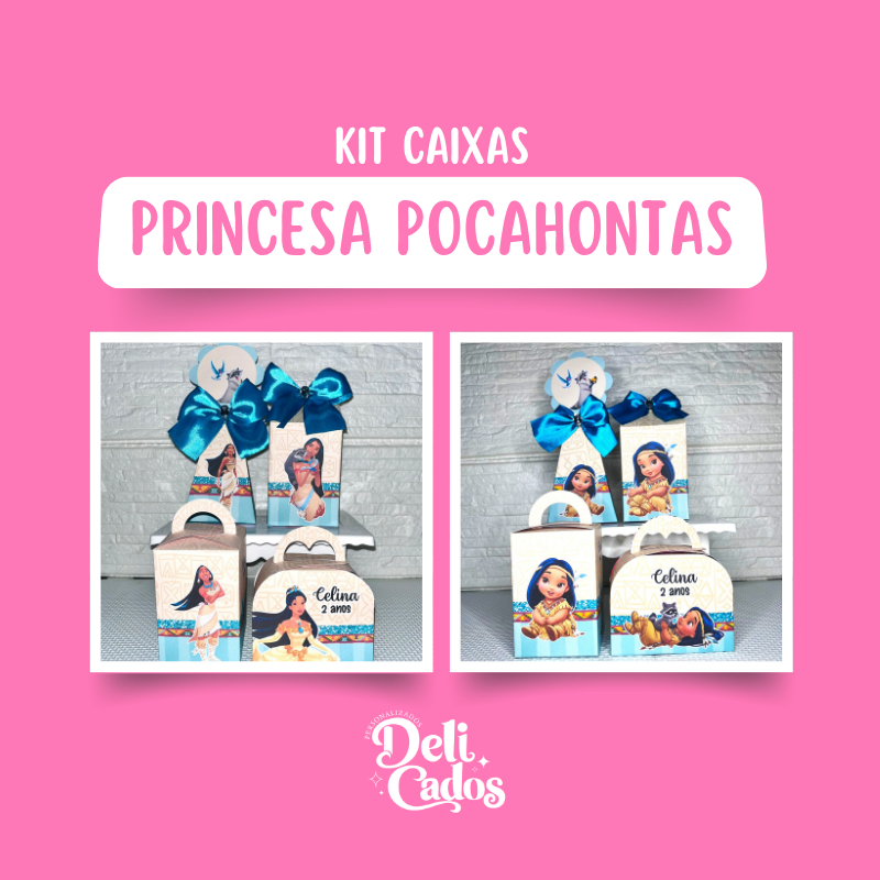 Kit Caixas Personalizadas PRINCESA POCAHONTAS - Lembrancinhas Caixinhas Kit Festa para festa MONTADO