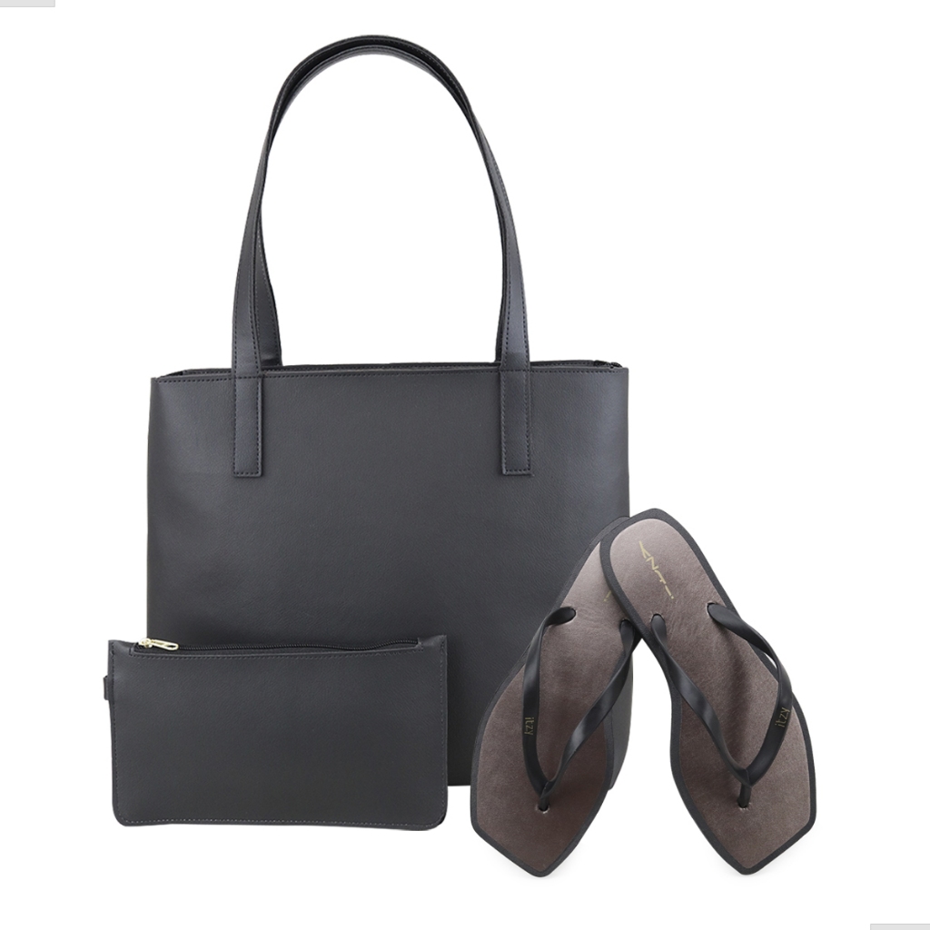 Kit Feminino Bolsa Sacola + Chinelo de Dedo Praia Piscina Passeio