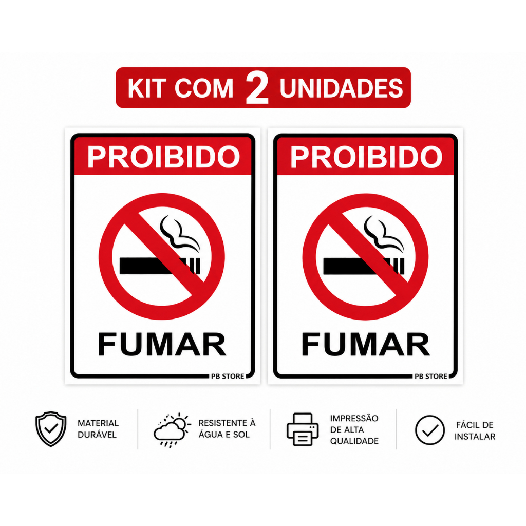 Placa Proibido Fumar 2 Unidades - Lei Federal - Plaquinhas
