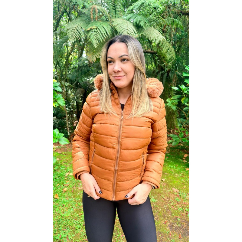 Jaqueta Puffer Feminina Bobojaco Peluciada Impermeavel Capuz Removível Inverno Frio
