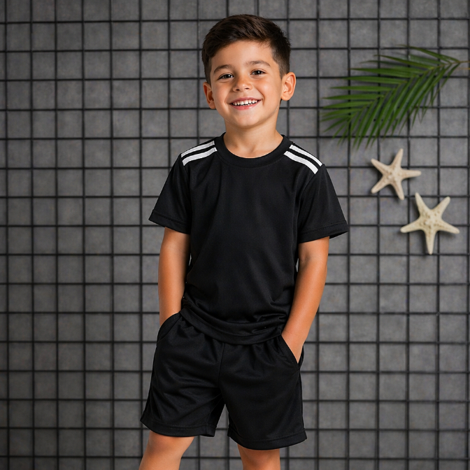 Conjunto CAMISA E BERMUDA Infantil Menino Confortável Tamanho 2 a 14 Masculino DRY FIT  DE TIME DE FUTEBOL