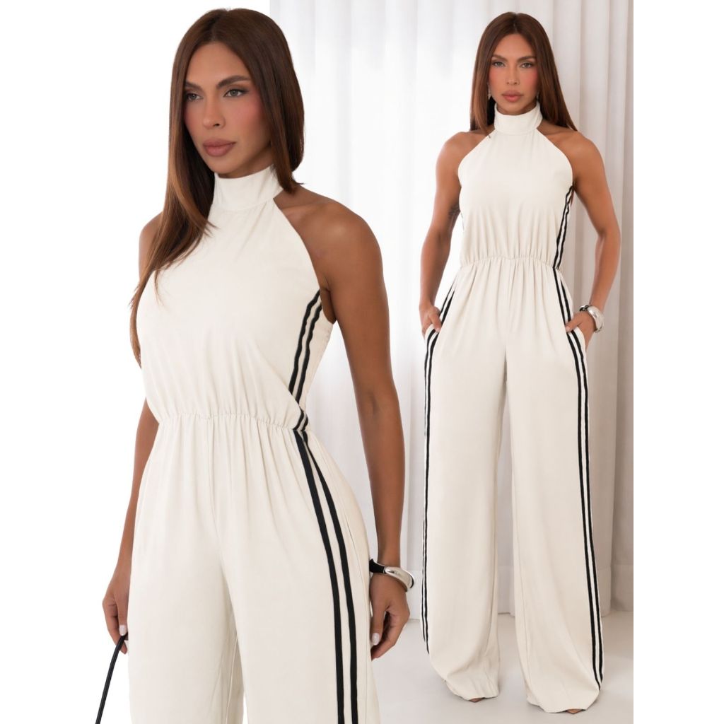Macacão Feminino Alfaiataria Longo Pantalona Elegante