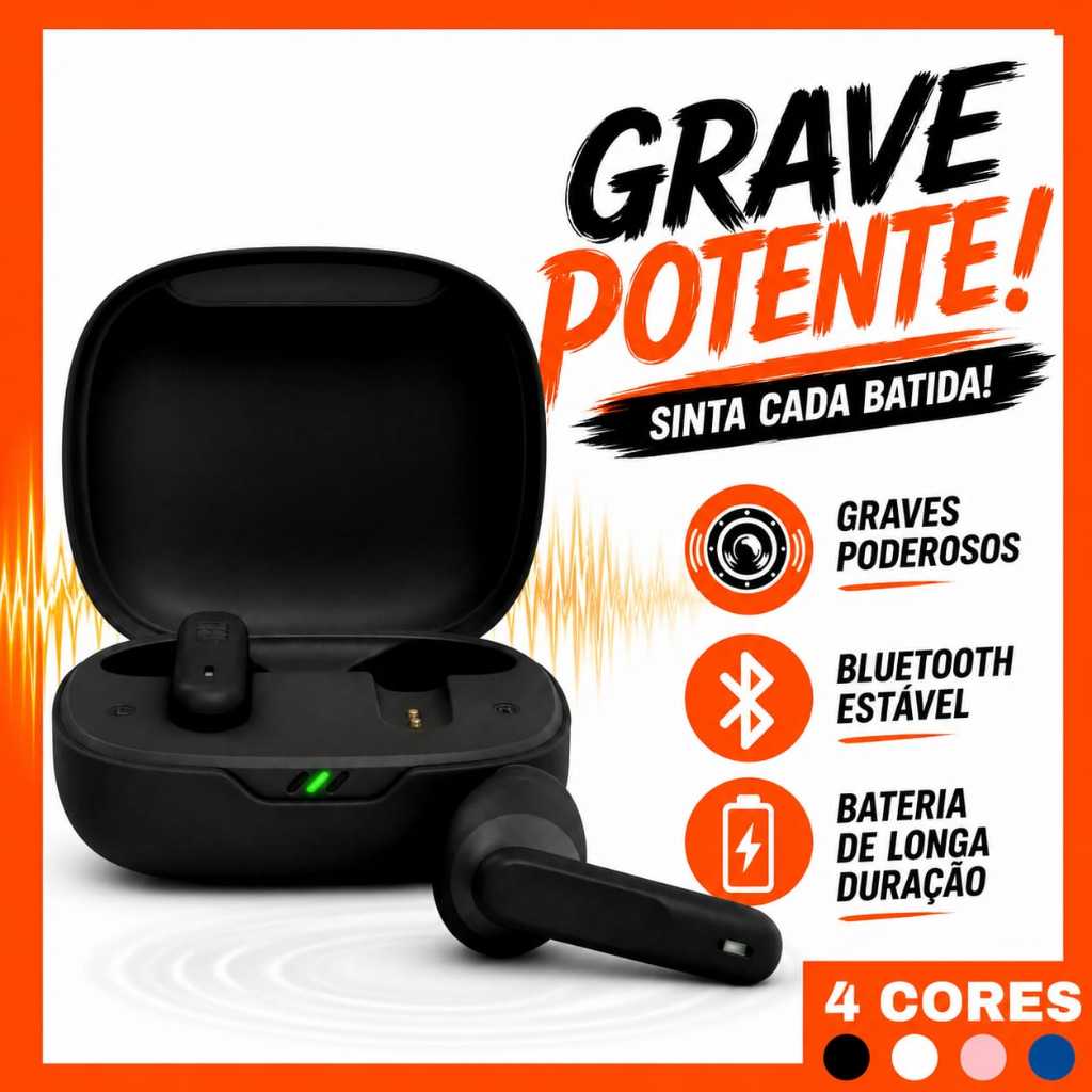 Fone Bluetooth Sem Fio Wave 300 Estéreo Bass Potente Longa Duração