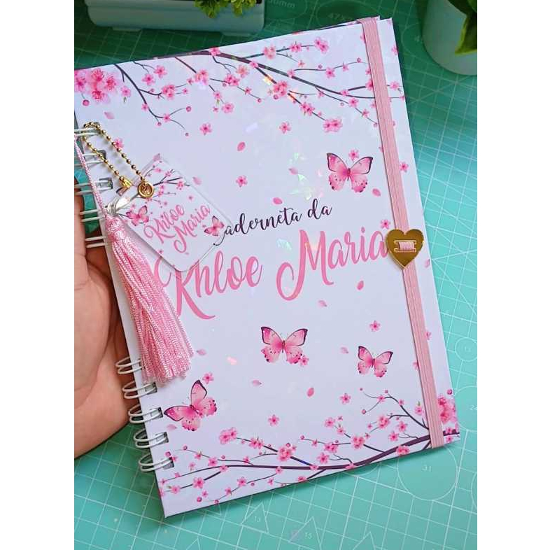 CADERNETA DE VACINA PERSONALIZADA BORBOLETA ROSA
