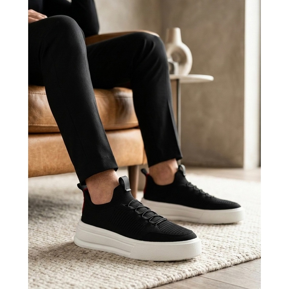 Tênis Knit Masculino Sem Cadarço De Elástico Da Moda Homem Sapatênis