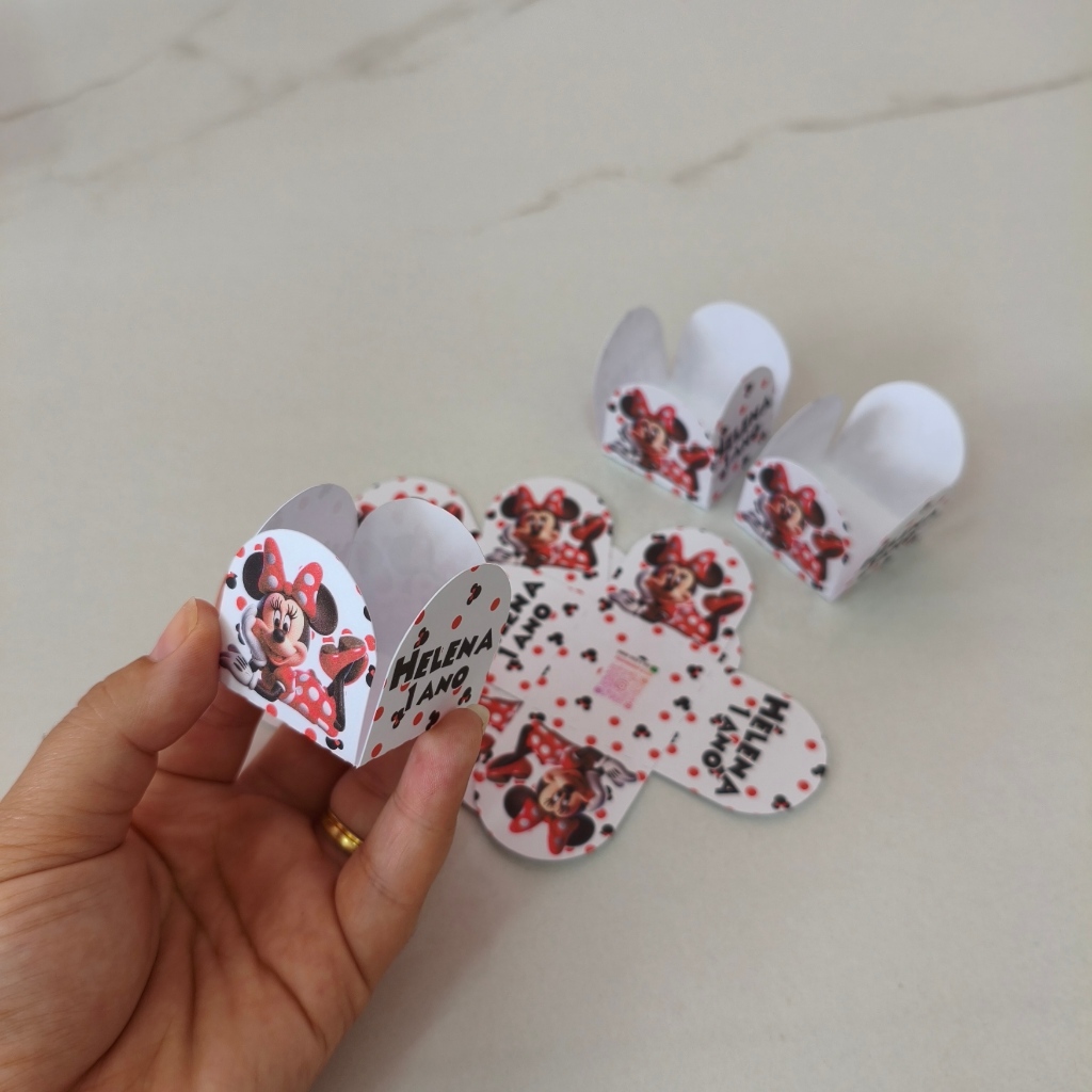 Forminha de Doce Minnie Vermelha Personalizada Lembrancinha de Festa Aniversário
