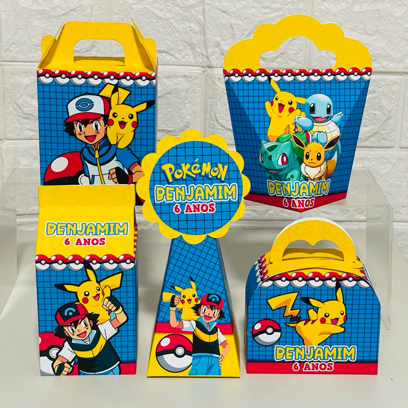 Kit festa Pokémon, personalizados, lembrancinhas, caixinhas personalizadas (PEGUE E MONTE)
