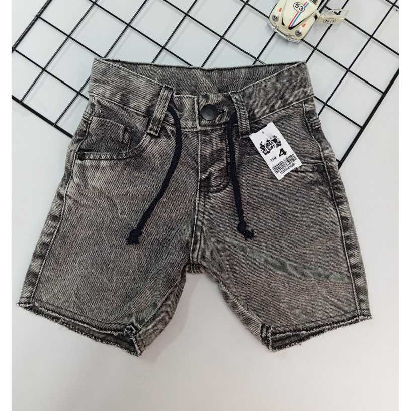 SHORT JEANS INFANTIL JOGADOR MARMORIZADO GRAFITE PRETO E AZUL