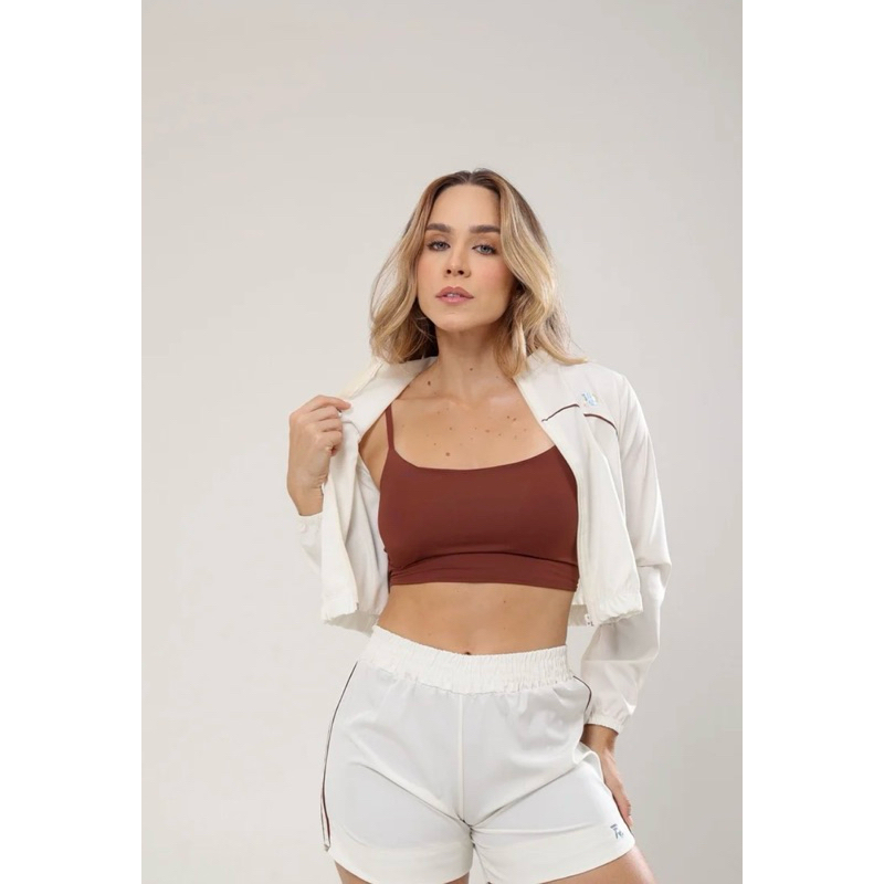 conjunto short duplo+jaqueta cropped academia treino Crossfit pilates