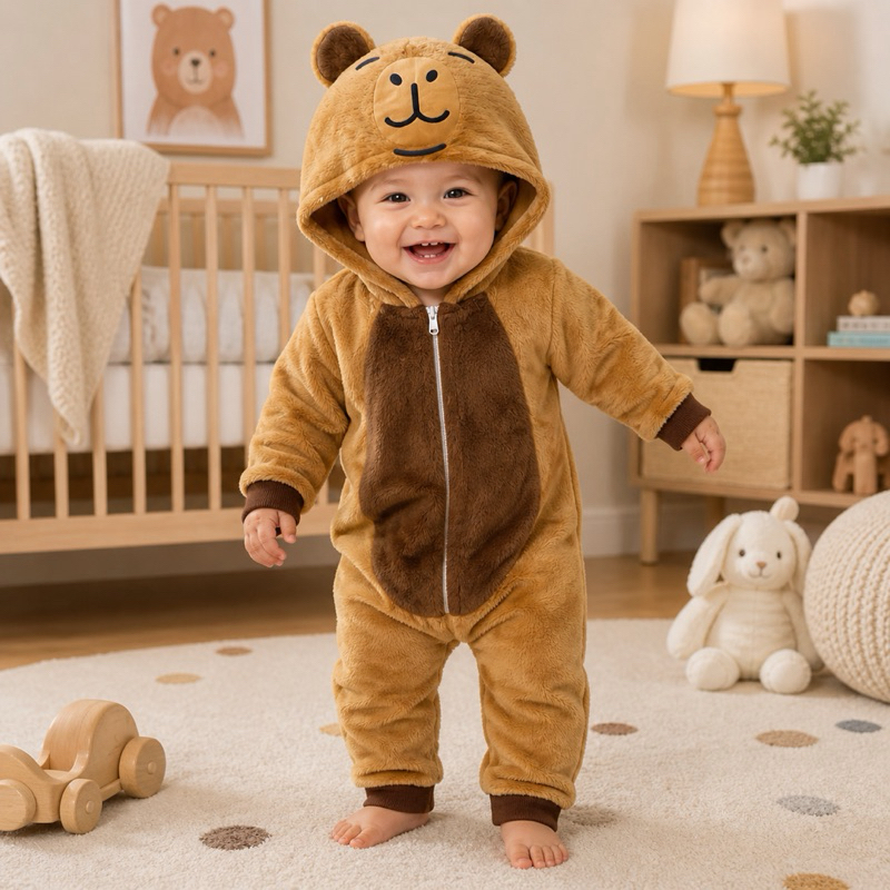 Macacão Para Bebê Infantil Roupa Pijama Inverno Stitch Capivara Macio Fantasia Carnaval